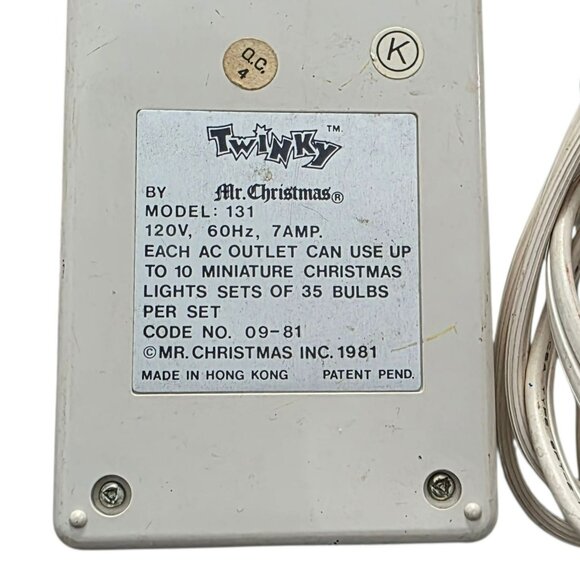 Mr. Christmas Twinky Lighting Outlet Controller 1981 Vintage Holiday Light Plug - Picture 3 of 6